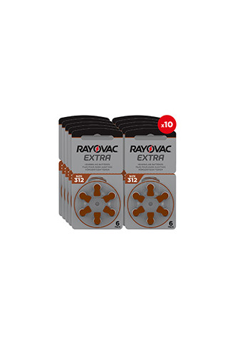 Rayovac Extra 312 (10 Plaquettes de 6 piles) - piles auditives - contactopharma