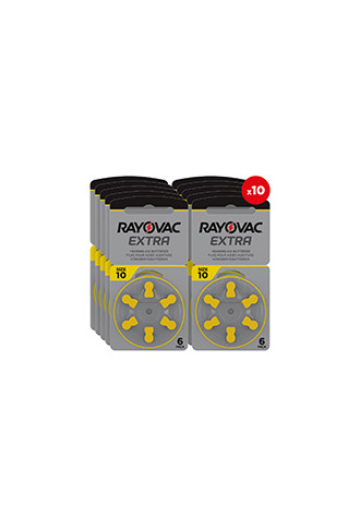 Rayovac Extra 10 (10 Plaquettes de 6 piles) - piles auditives - contactopharma