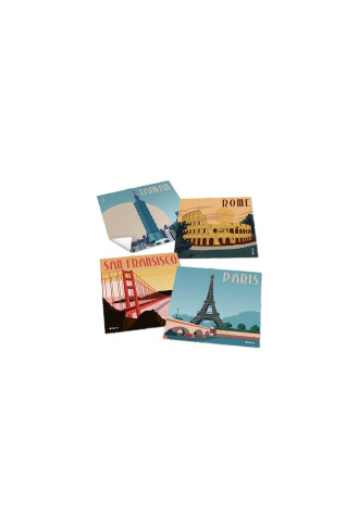 Microfibres collection "Villes du monde" - 21 visuels - lingettes microfibres - contactopharma