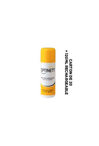 SPRAY NETTOYANT RECHARGEABLE 120 ml - CARTON DE 20 - spray désinfectant lunettes - contactopharma