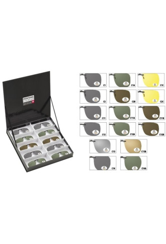 PACK 20 CLIPS SOLAIRES POLARISES + présentoir - PDC20 - lunettes clip-on & sur-lunettes - contactopharma