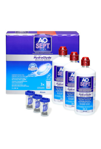 Aosept plus with HydraGlyde 3x360ml - solution oxydante - contactopharma